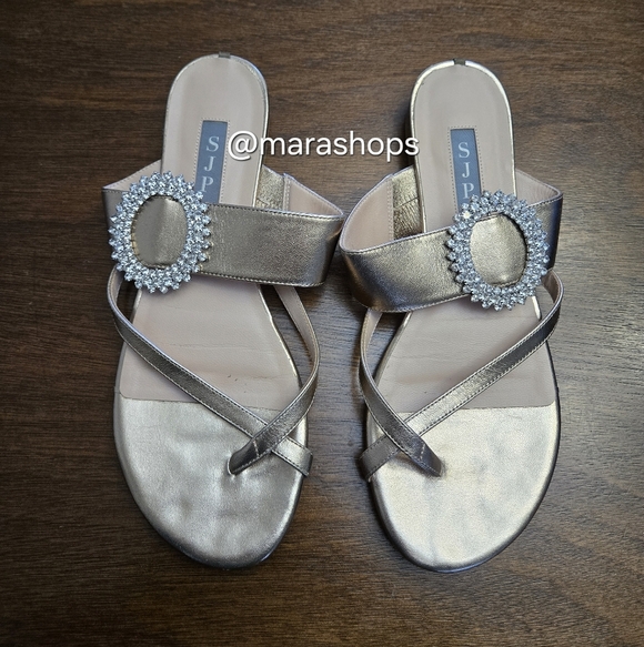 SJP by Sarah Jessica Parker Jinx Crystal Buckle Flat Sandals - Picture 3 of 9